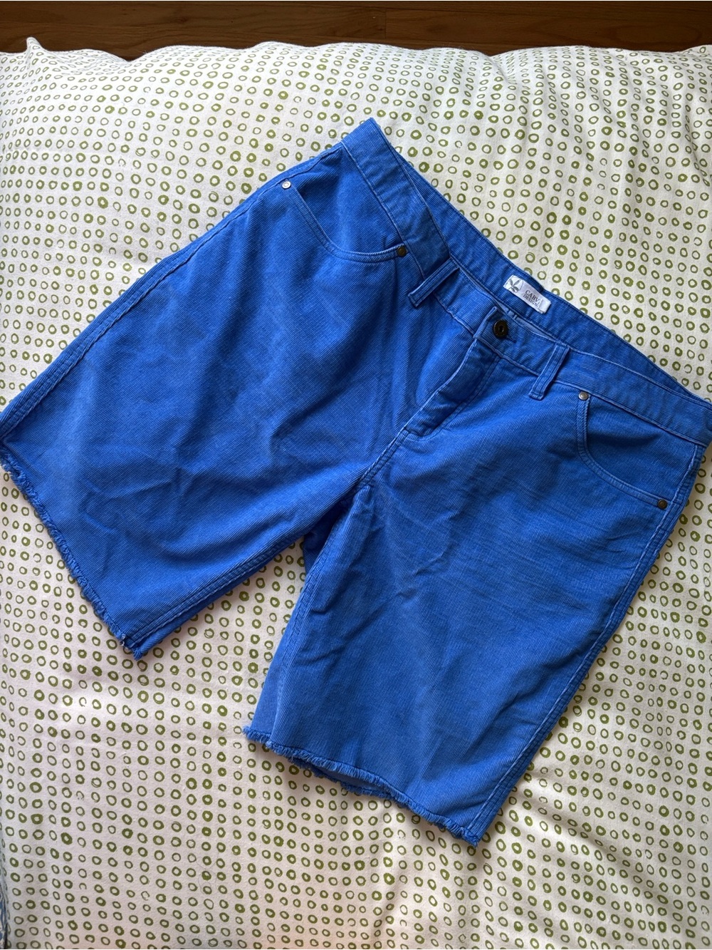 Carve Designs Blue Corduroy Raw Hem Shorts